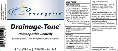 Energetix Drainage-Tone 2 oz. bottle label.jpg image description - Energetix Drainage Tone 2 oz. bottle label